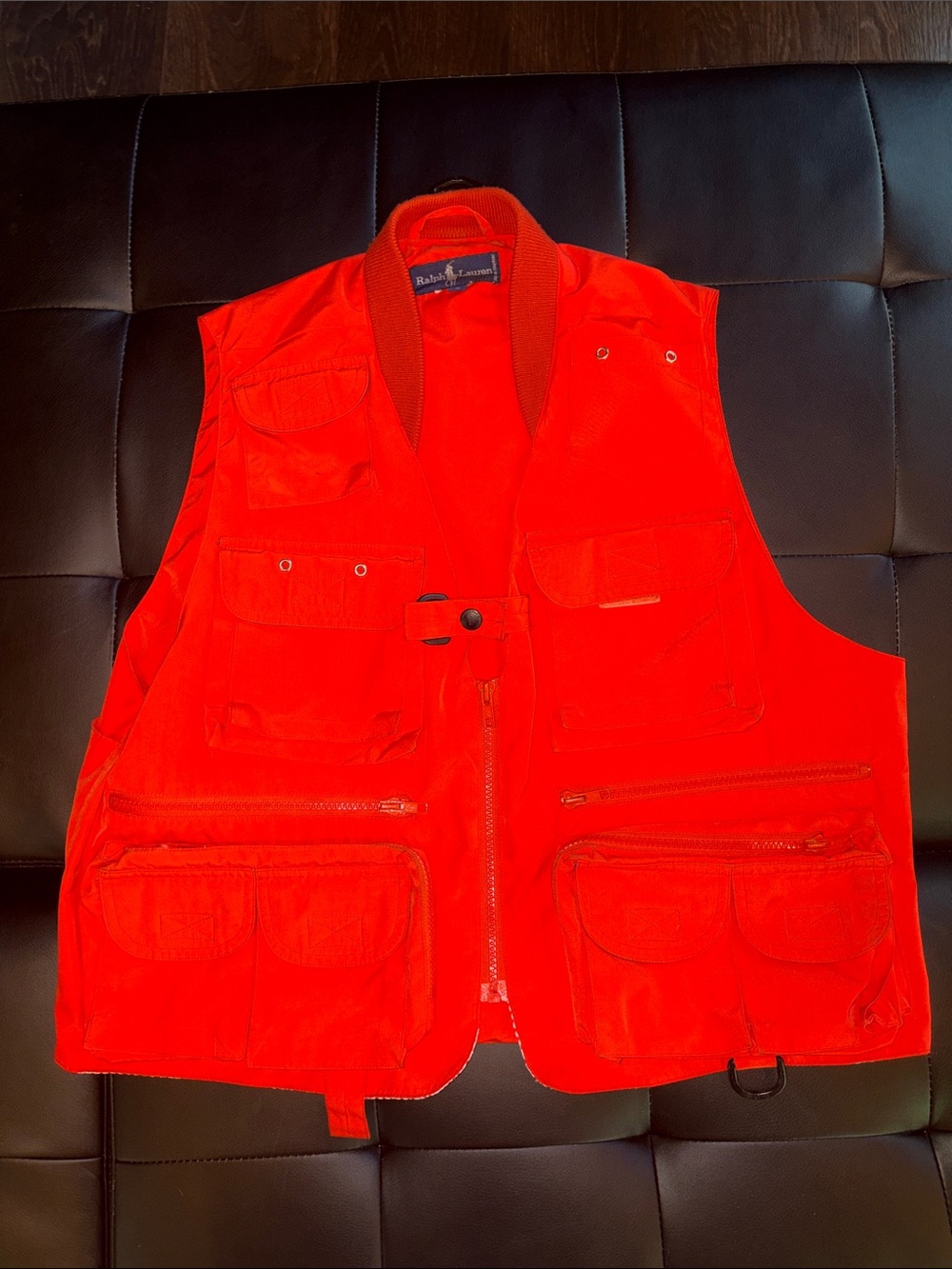 Polo Ralph Lauren Hi Tech Men’s Orange Multi-Pocket Utility Vest - VINTAGE